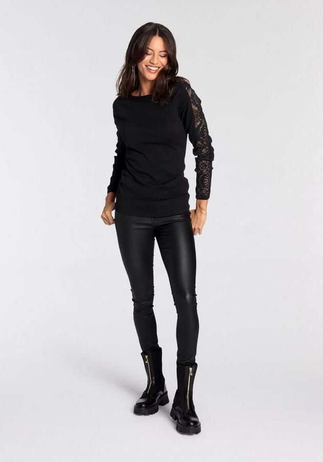 Melrose Gebreide trui met boothals en kanten mouwen - Foto 7