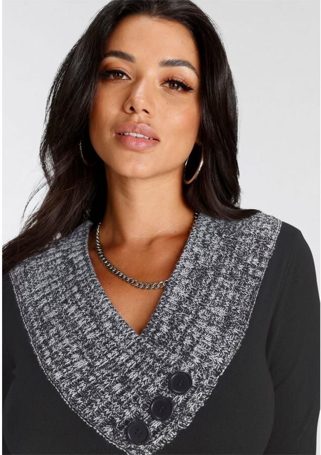 Melrose Gebreide trui met contrasterende kraag en decoratieve knopen - Foto 3