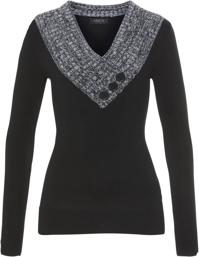 Melrose Gebreide trui met contrasterende kraag en decoratieve knopen