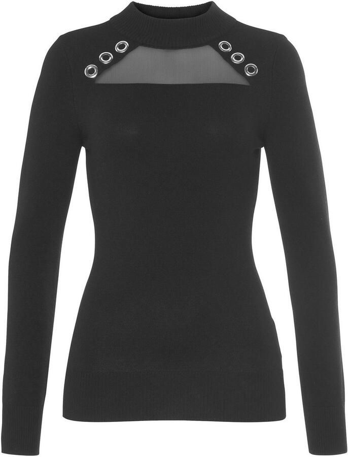 Melrose Gebreide trui met nietendetails en mesh-inzetstuk