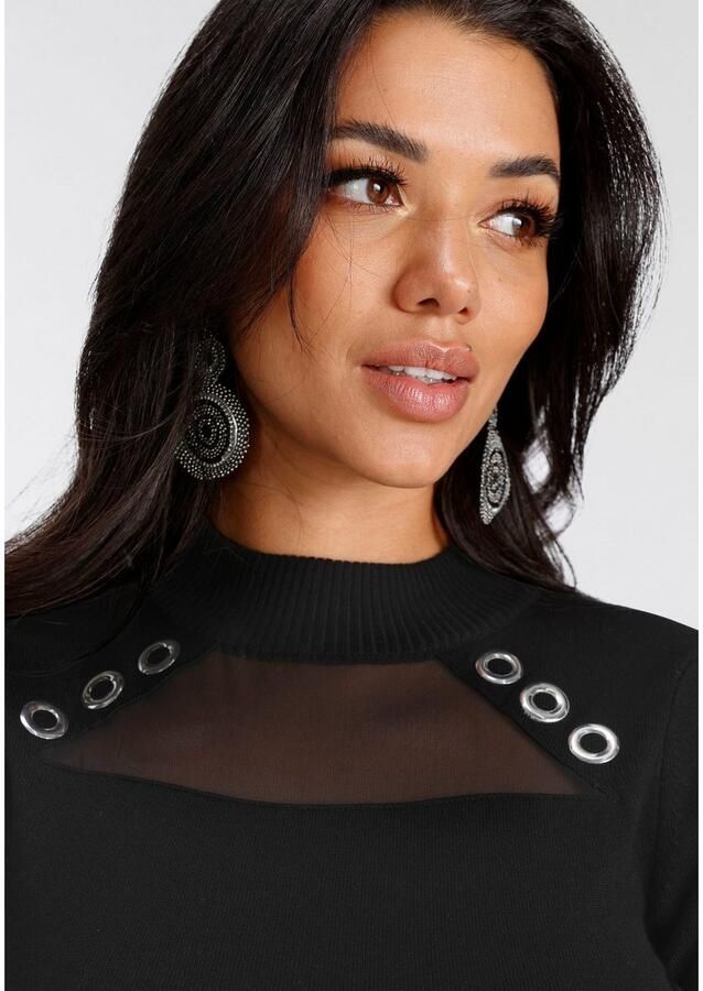 Melrose Gebreide trui met nietendetails en mesh-inzetstuk - Foto 2