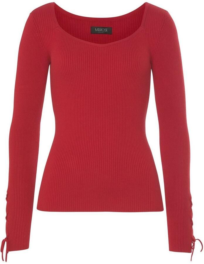 Melrose Gebreide trui vrouwelijke pasvorm van rib met vetersluiting