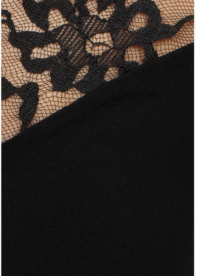 Melrose Kanten shirt getailleerde snit elastisch materiaal met kantband