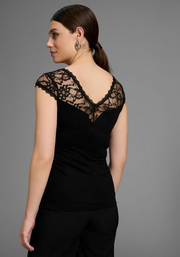 Melrose Kanten shirt getailleerde snit elastisch materiaal met kantband - Foto 4