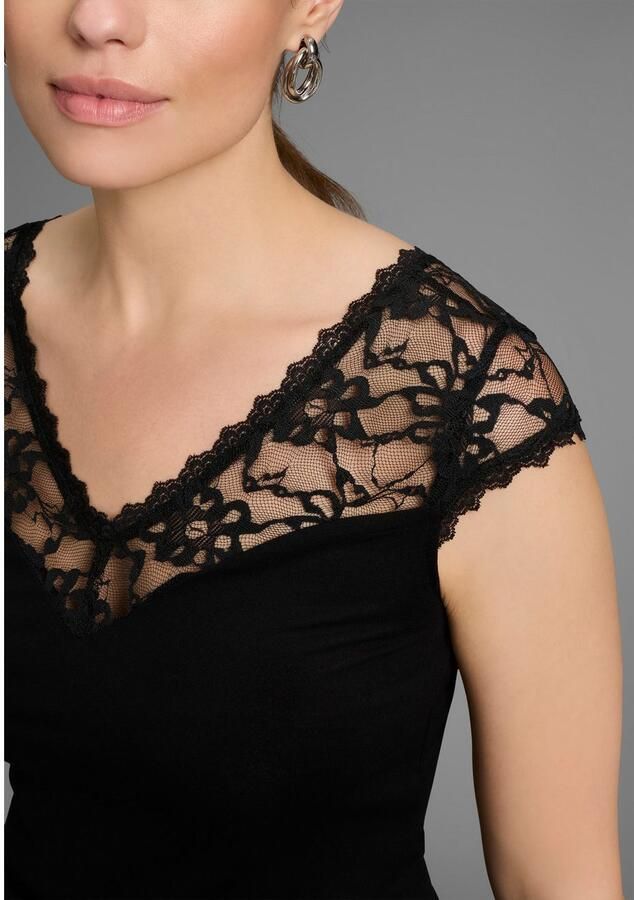 Melrose Kanten shirt getailleerde snit elastisch materiaal met kantband - Foto 2