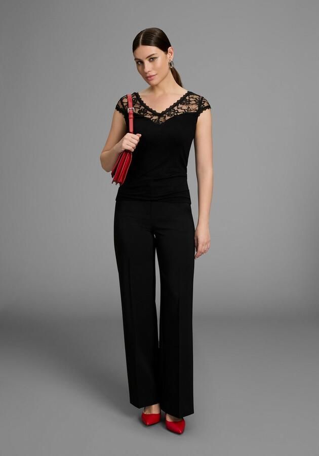 Melrose Kanten shirt getailleerde snit elastisch materiaal met kantband - Foto 5