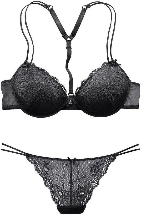 Melrose Set: push-up bh met racerback bandjes en sluiting aan de voorkant sexy lingerie (2-delig Met string) - Foto 2