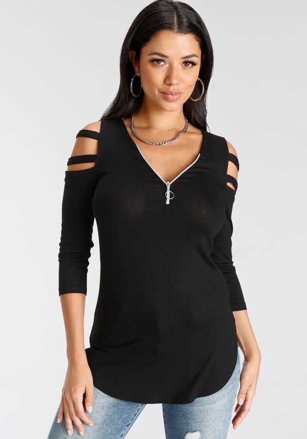 Melrose Shirt met 3 4-mouwen 3 4-mouw figuurgetailleerde pasvorm met modieuze cut-outs - Foto 7