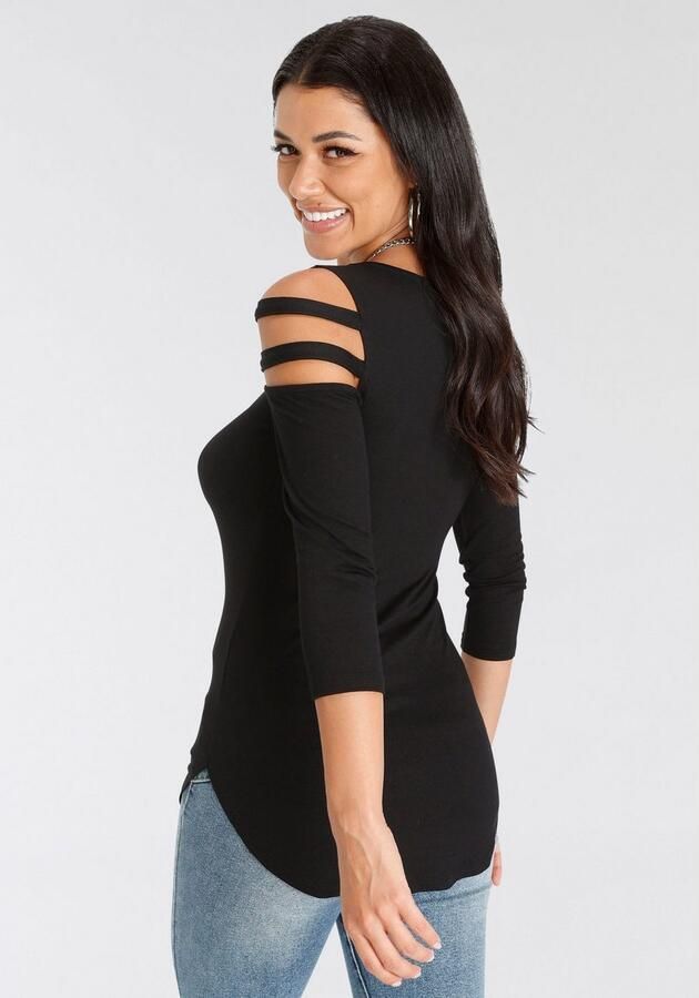 Melrose Shirt met 3 4-mouwen 3 4-mouw figuurgetailleerde pasvorm met modieuze cut-outs - Foto 4