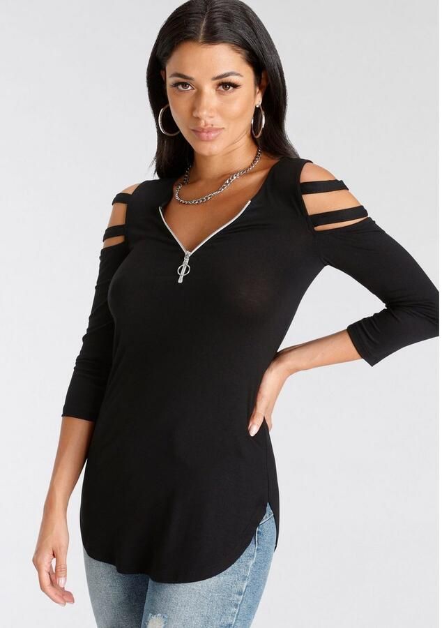 Melrose Shirt met 3 4-mouwen 3 4-mouw figuurgetailleerde pasvorm met modieuze cut-outs - Foto 3