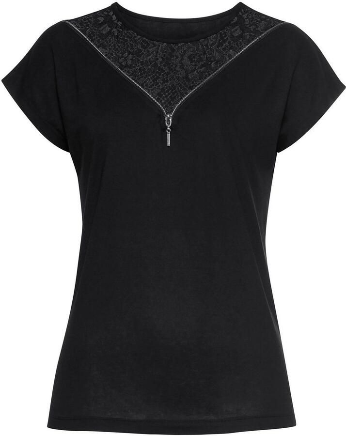 Melrose Shirt met korte mouwen met ingesneden mouwen comfortabele pasvorm met fijne kant