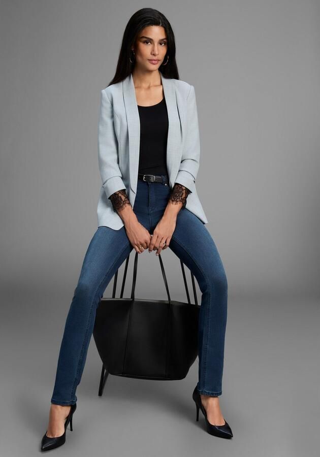 Melrose Shirt met lange mouwen getailleerde pasvorm van jersey en kant - Foto 2