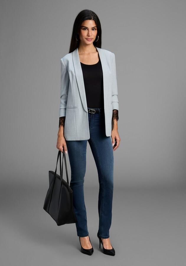 Melrose Shirt met lange mouwen getailleerde pasvorm van jersey en kant - Foto 4