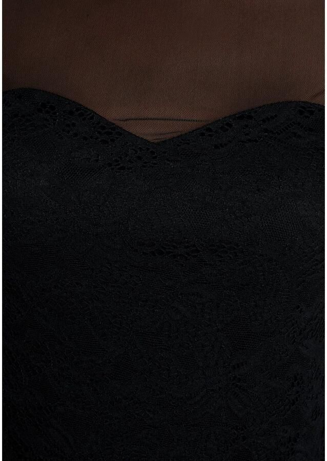 Melrose Shirt met lange mouwen getailleerde pasvorm van netstof met viscose voering met kant - Foto 3