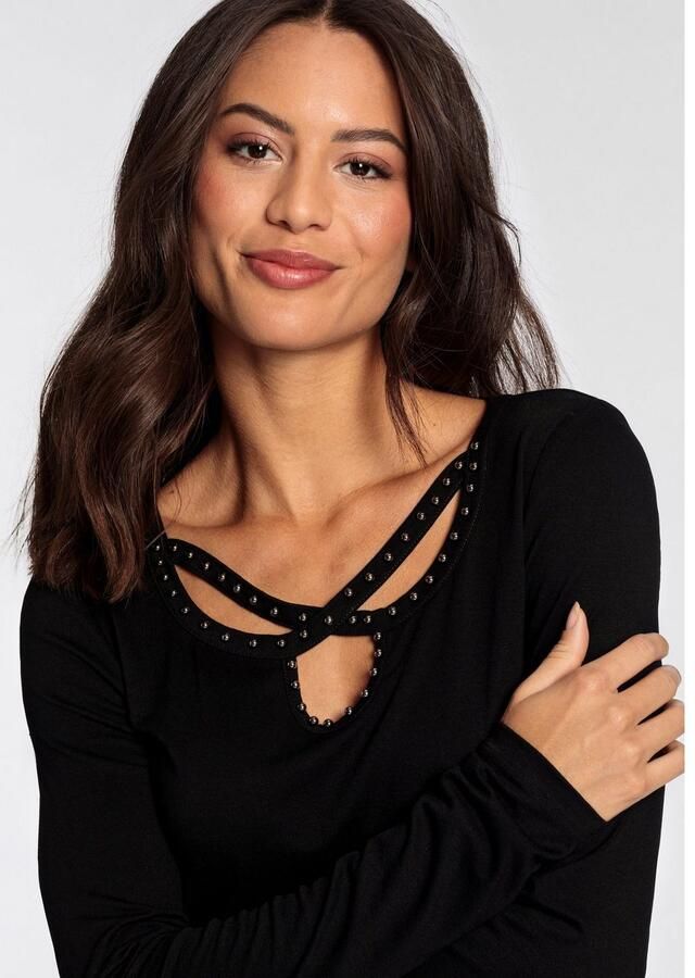 Melrose Shirt met lange mouwen getailleerde snit heuplange pasvorm van jersey