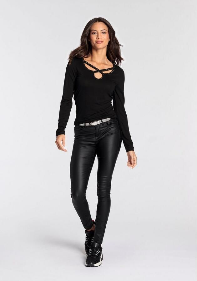 Melrose Shirt met lange mouwen getailleerde snit heuplange pasvorm van jersey - Foto 6