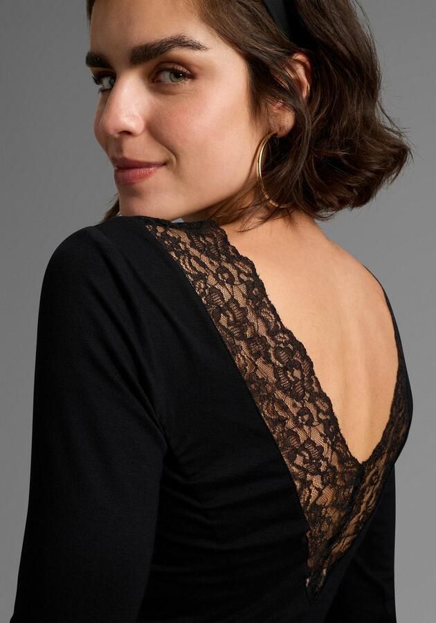 Melrose Shirt met ronde hals 3 4-mouw getailleerde snit met kant - Foto 3