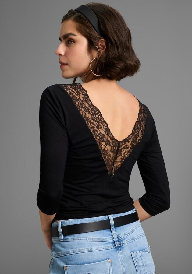 Melrose Shirt met ronde hals 3 4-mouw getailleerde snit met kant - Foto 5