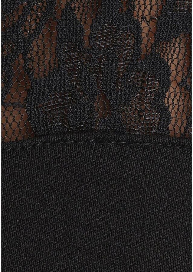 Melrose T-shirt getailleerde pasvorm met staande kraag van jersey en kant