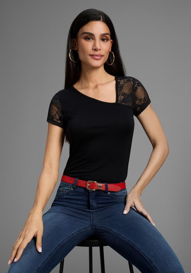 Melrose T-shirt Korte mouwen feminin gesneden asymmetrische hals - Foto 6