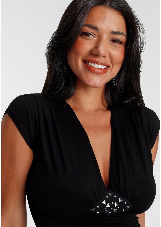 Melrose T-shirt zeer figuurvolgende snit diepe v-hals