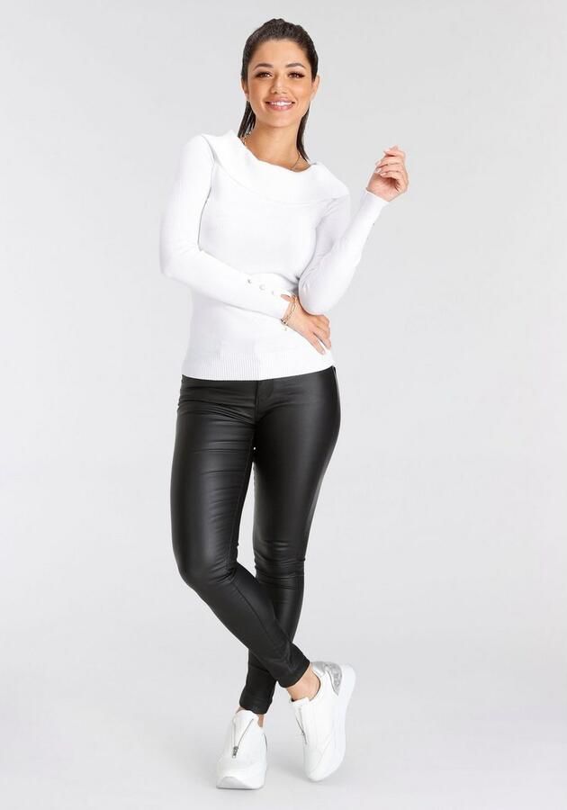 Melrose Trui met carmenhals met decoratieve knopen in vrouwelijke snit - Foto 7