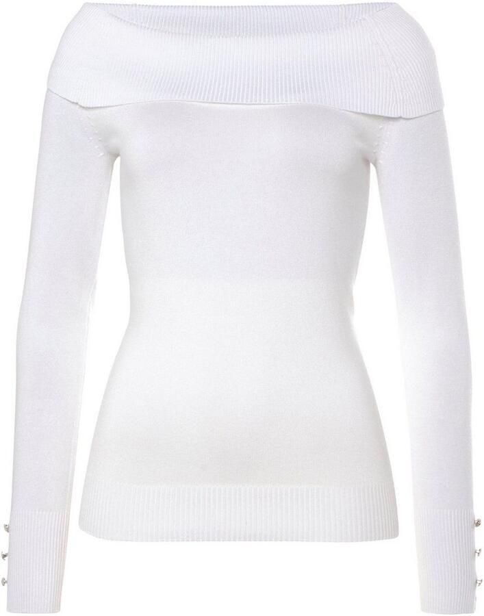 Melrose Trui met carmenhals met decoratieve knopen in vrouwelijke snit