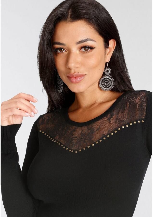 Melrose Trui met ronde hals met kant en nagel-details - Foto 3