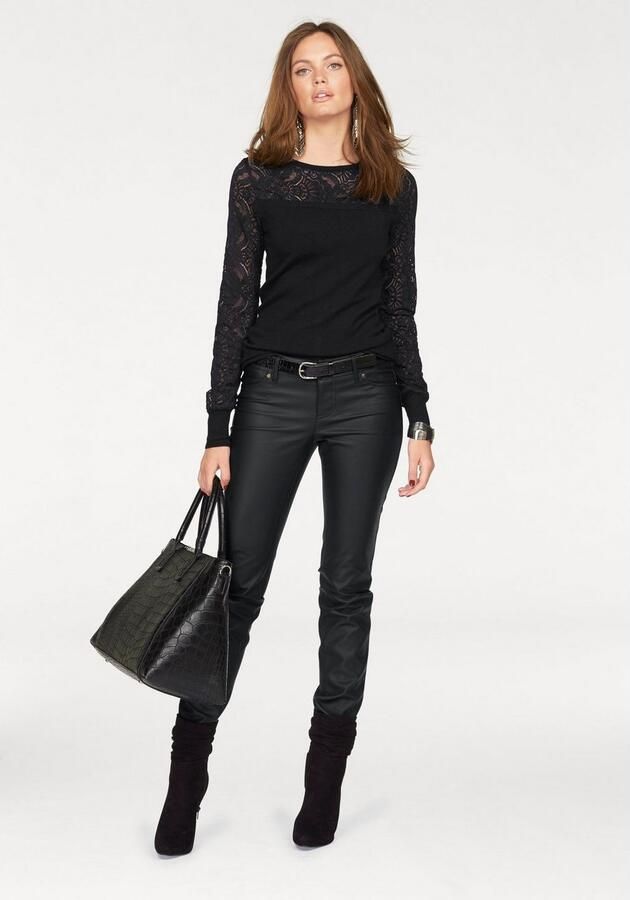 Melrose Trui met ronde hals met kant en sierknopen - Foto 5