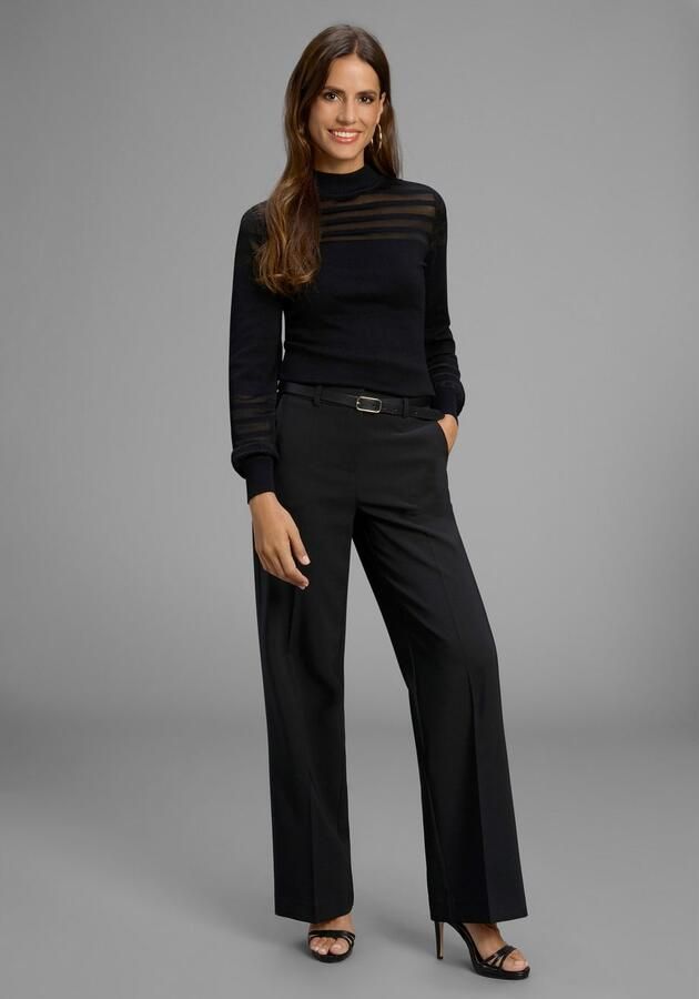 Melrose Trui met staande kraag met transparante strepen en ballonmouwen - Foto 5