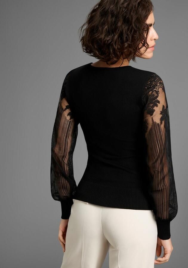 Melrose Trui met V-hals Fijn gebreide trui met mouwen van hoogwaardig kant - Foto 3