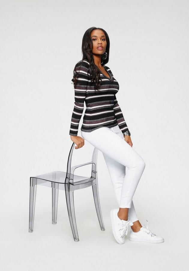 Melrose Trui met V-hals met zacht glittergaren en paillettendetails - Foto 7