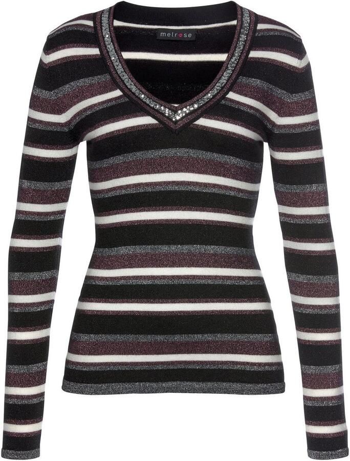 Melrose Trui met V-hals met zacht glittergaren en paillettendetails