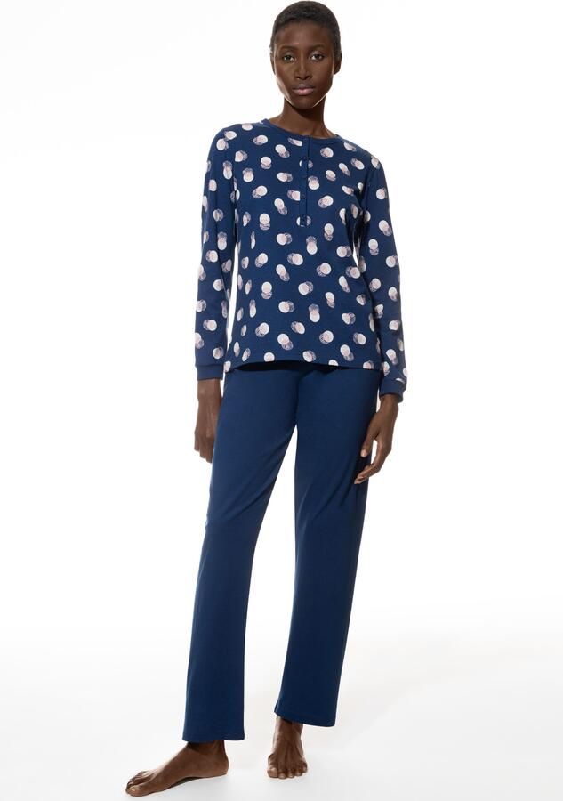 Mey Pyjama SCRIBBLED DOTS Katoen modern comfortabel rechte vorm knoopsluiting ronde hals (2-delig) - Foto 4