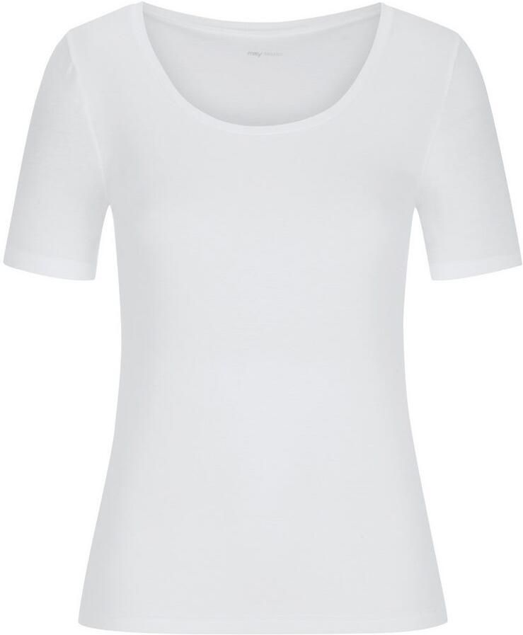 Mey Shirt met korte mouwen Superfine Organic Ronde hals smalle pasvorm half lange mouwen