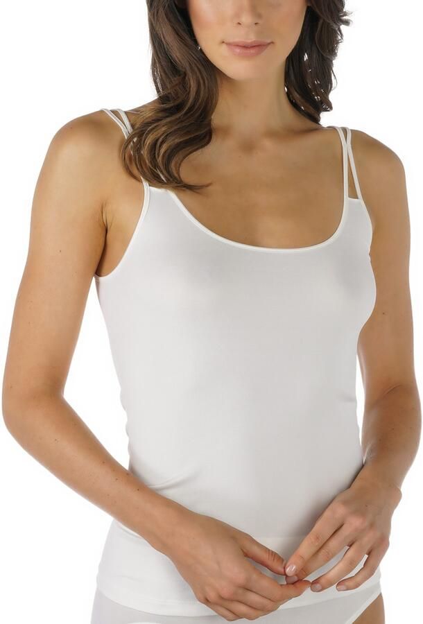 Mey Top met spaghettibandjes Emotion zonder opstaande zijnaden smalle pasvorm fijnrib