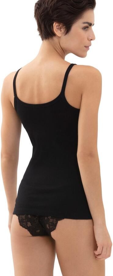 Mey Top met spaghettibandjes Orangic Cotton diepe v-hals katoenmix fijnrib kant - Foto 5