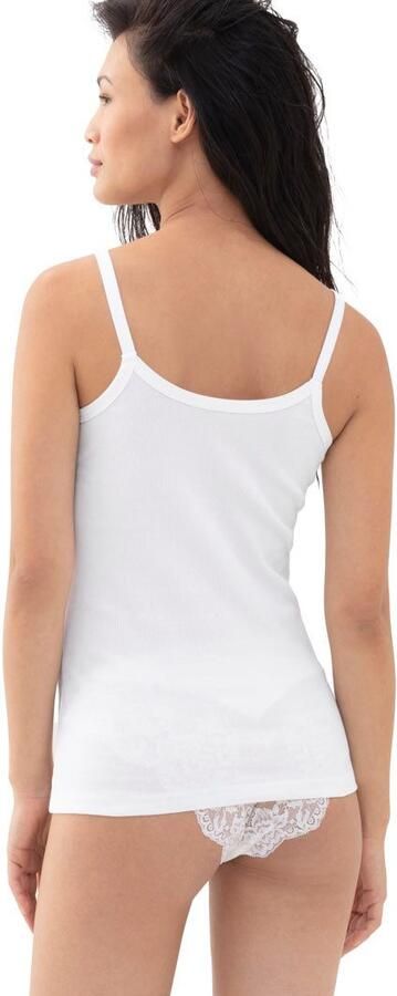 Mey Top met spaghettibandjes Orangic Cotton diepe v-hals katoenmix fijnrib kant - Foto 5