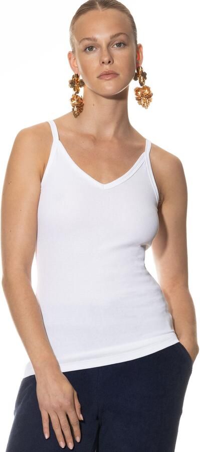 Mey Top met spaghettibandjes Orangic Cotton V-hals katoenmix ademend fijne rib - Foto 4