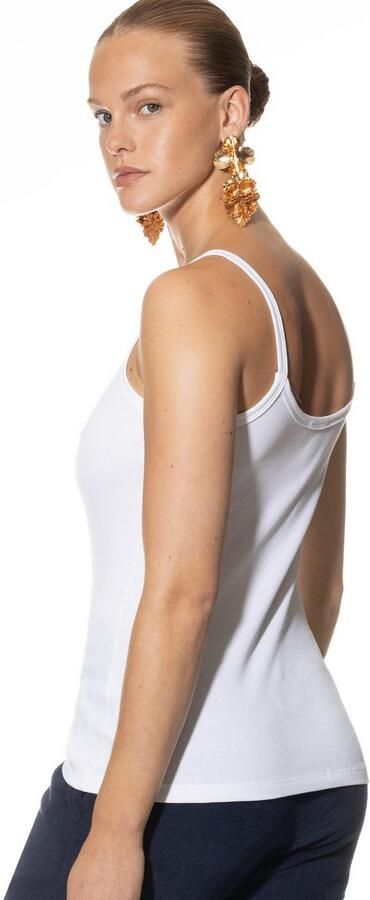 Mey Top met spaghettibandjes Orangic Cotton V-hals katoenmix ademend fijne rib - Foto 3
