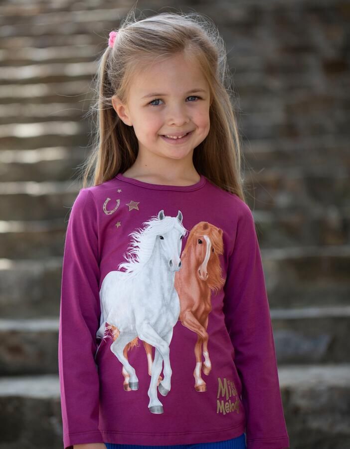 Miss Melody Shirt met lange mouwen met groot paarden-voormotief - Foto 3
