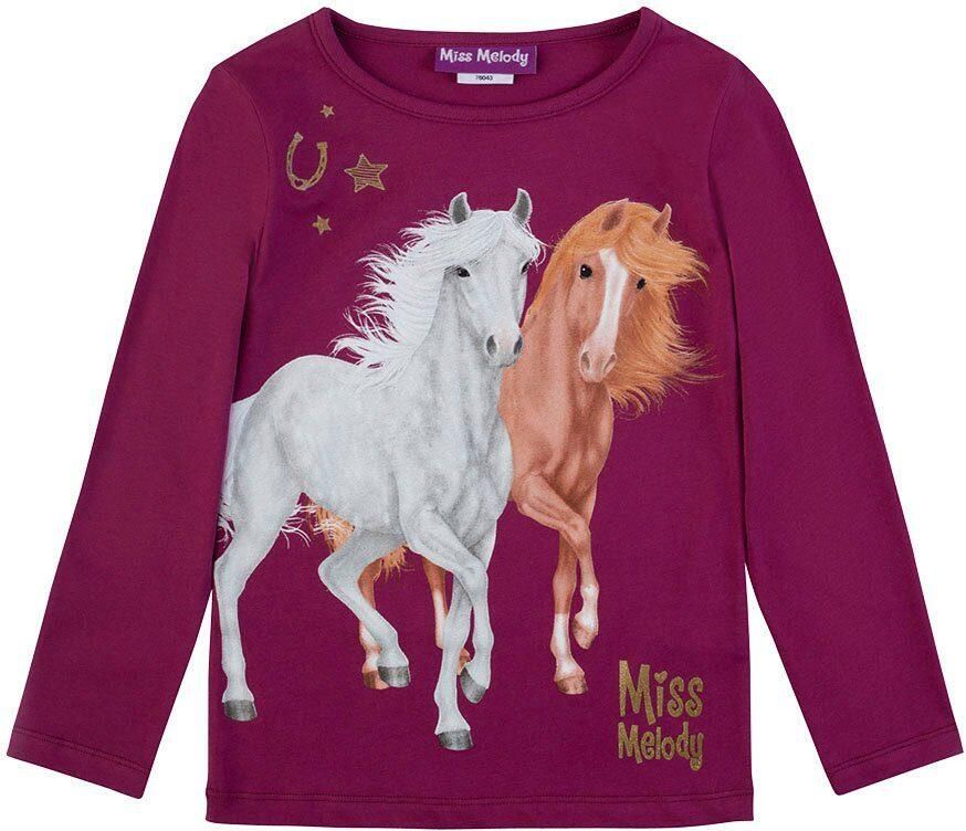 Miss Melody Shirt met lange mouwen met groot paarden-voormotief