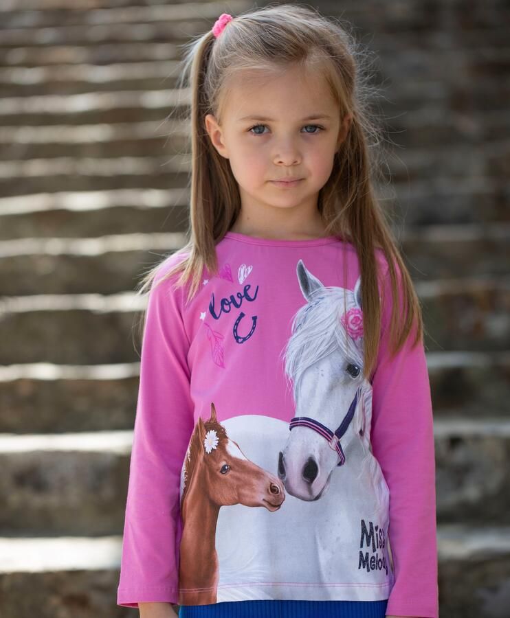 Miss Melody Shirt met lange mouwen met groot paarden-voormotief - Foto 3