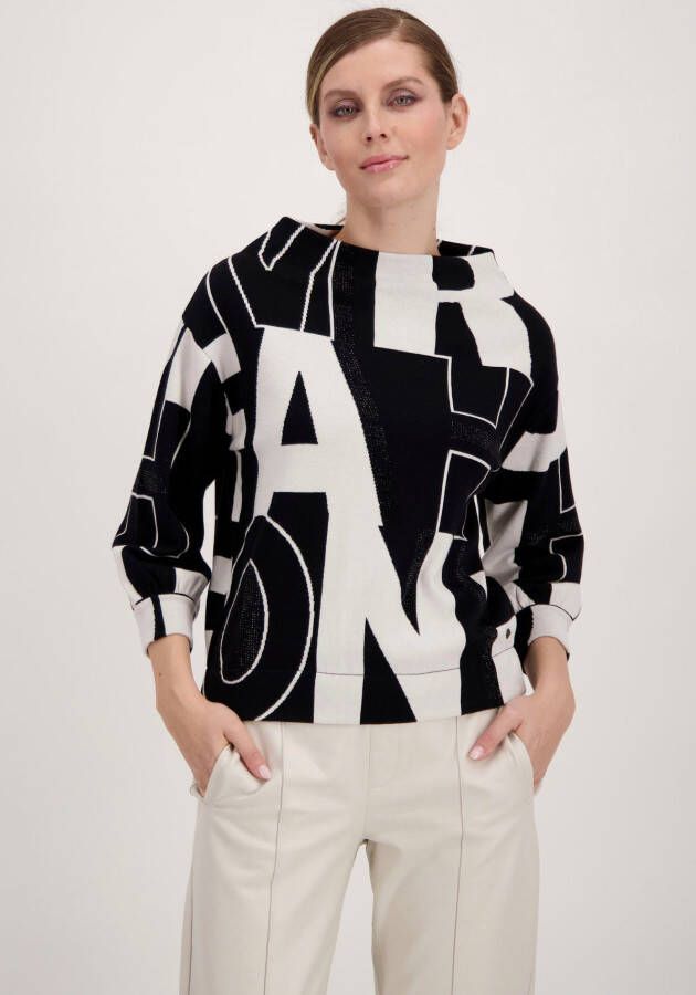 Monari Jacquard Pullover met Strass Stenen Zwart Dames