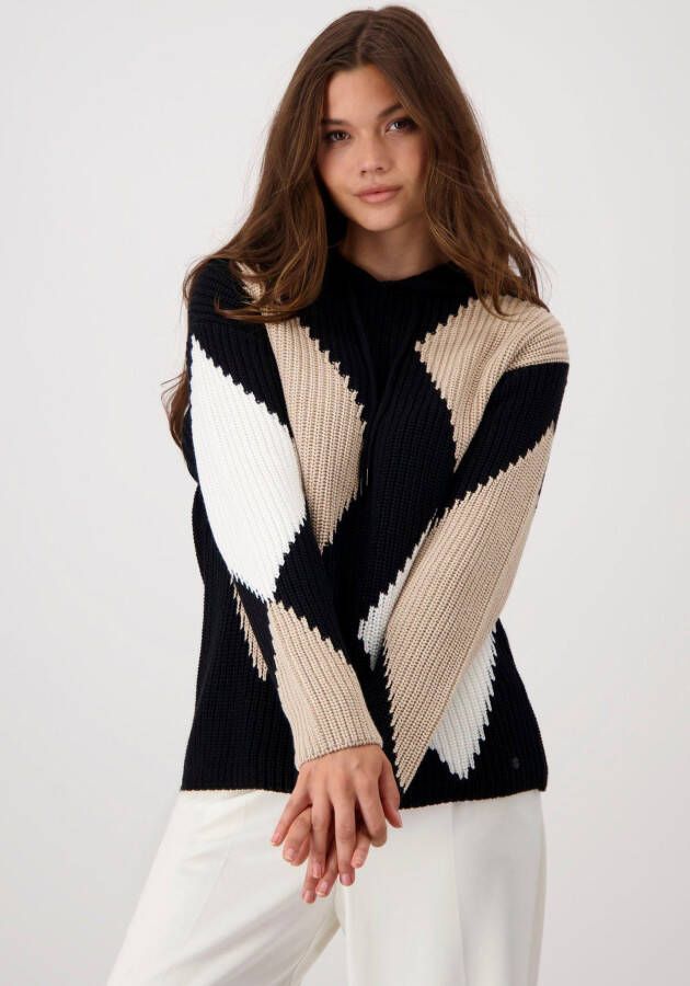 Monari Hoodie met ruitpatroon Zwart Dames