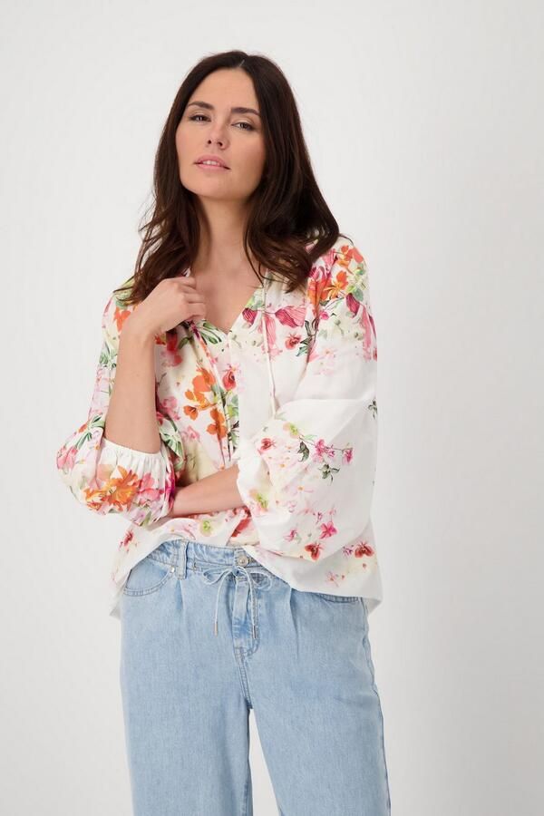 Monari Blouse zonder sluiting met bloe print all-over - Foto 2