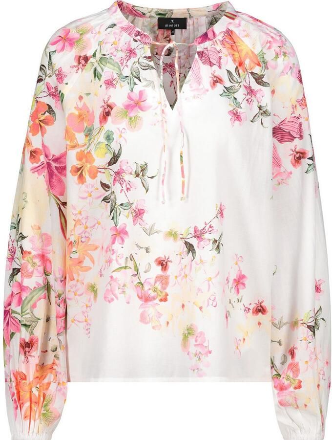 Monari Blouse zonder sluiting met bloe print all-over