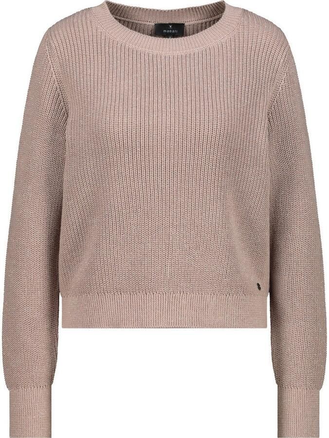 Monari Gebreide Trui Basic Lurex Met een ronde hals