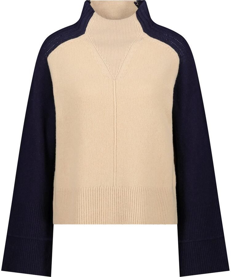 Monari Gebreide Trui colorblock Regular fit met ronde hals met opstaande kraag