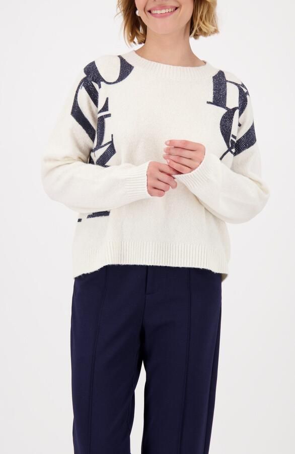 Monari Gebreide Trui letters Regular fit met ronde hals - Foto 6